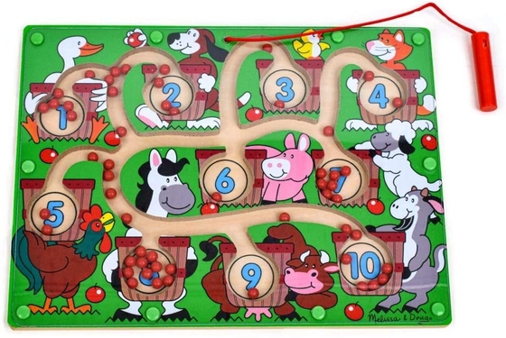 Houten het Aantal Magnetisch Raadsel Maze Toys Bead Board Game van kinderen